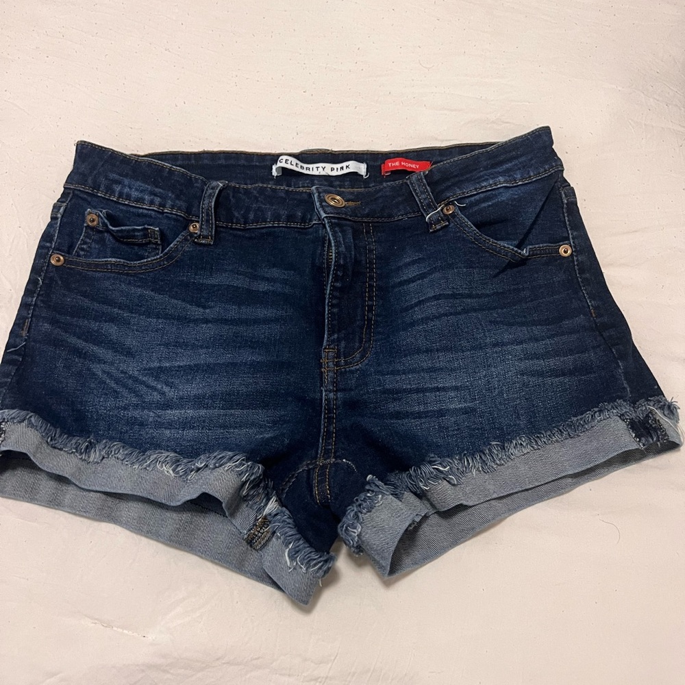 Celebrity Pink Women's Indigo Frayed Denim Shorts